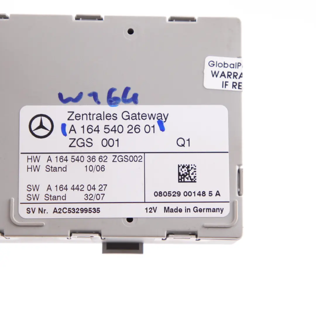 Gateway Control Unit Gateway Module ECU to Mercedes W164 with Part number A1645402601 Mercedes W164 Gateway Control Unit Gateway Module ECU - SKU A1645402601 - Part number A1645402601