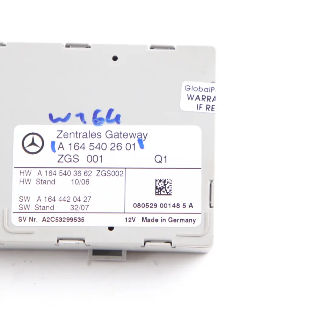 Gateway Steuergerät Modul ECU für Mercedes W164 mit Teilenummer A1645402601 Mercedes W164 Gateway Steuergerät Modul ECU - SKU A1645402601 - Teilenummer A1645402601