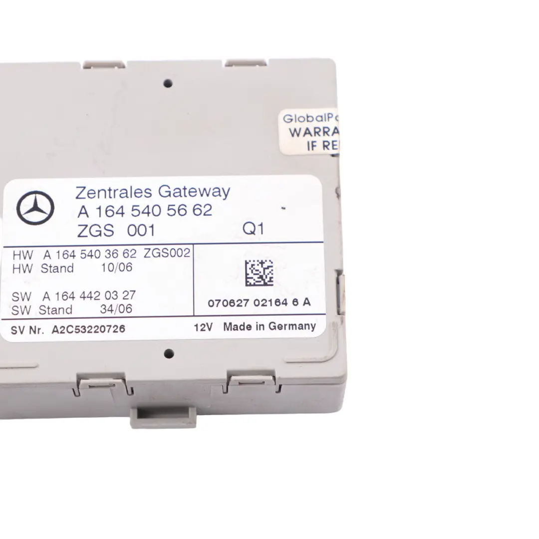 Central Gateway Modulo controllo per Mercedes W164 con numero di parte A1645405662 Mercedes W164 Central Gateway Modulo controllo - SKU A1645405662 - Numero di parte A1645405662