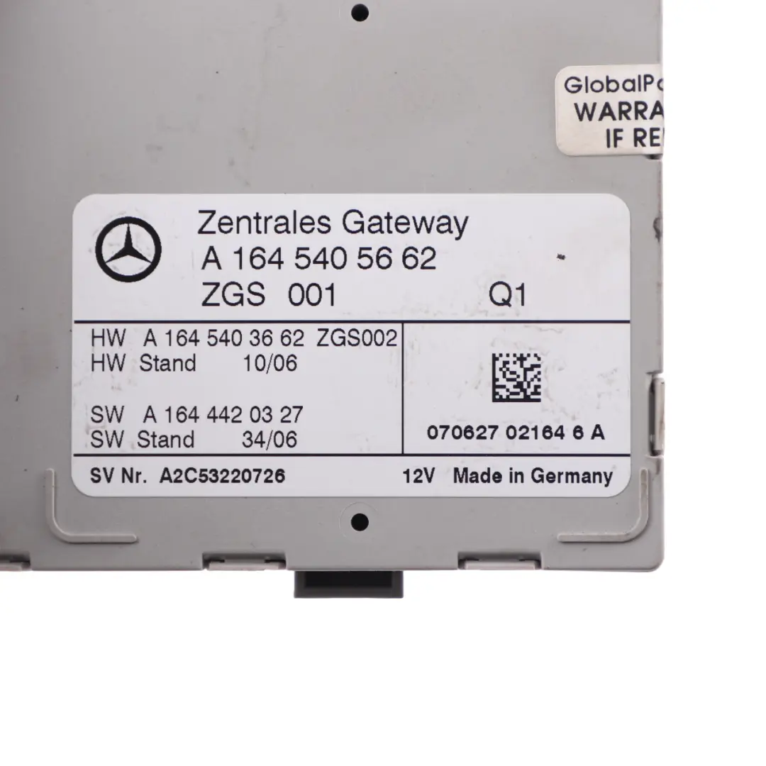Central Gateway Modulo controllo per Mercedes W164 con numero di parte A1645405662 Mercedes W164 Central Gateway Modulo controllo - SKU A1645405662 - Numero di parte A1645405662