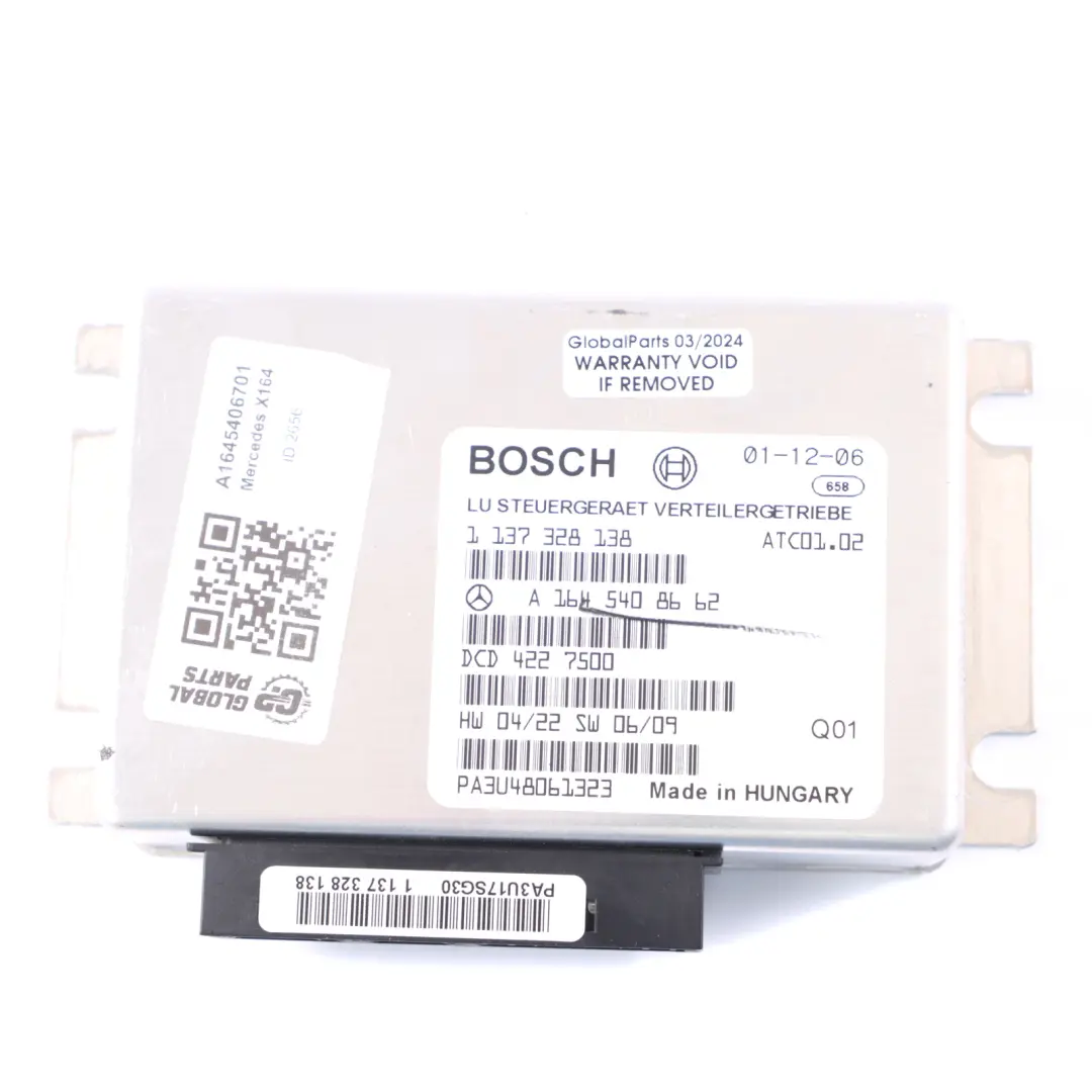 Unité de contrôle du module boîte de transfert ECU pour Mercedes ML W164 à propos du numéro de pièce A1645408662 Mercedes ML W164 Unité de contrôle du module boîte de transfert ECU - SKU A1645408662 - Numéro de pièce A1645408662