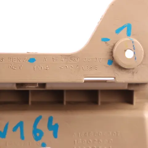 Centre Console Cover Panel Bucskin Beige to Mercedes ML W164 Rear with Part number A1646800507 Mercedes ML W164 Rear Centre Console Cover Panel Bucskin Beige - SKU A1646800507-1 - Part number A1646800507