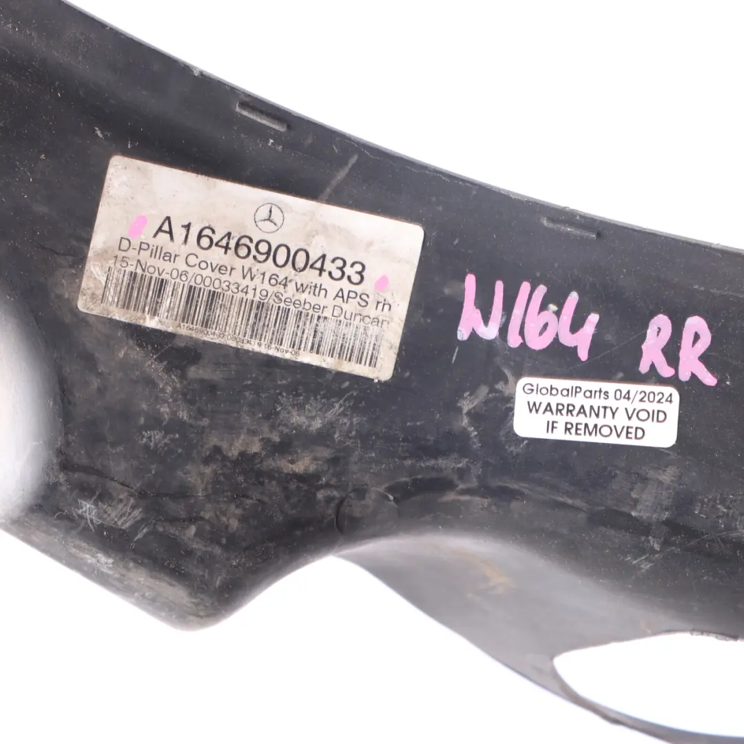  Coprire Mercedes ML W164 posteriore destro Pilastro D Pannello Nero - SKU A1646900433 - Numero di parte A1646900433