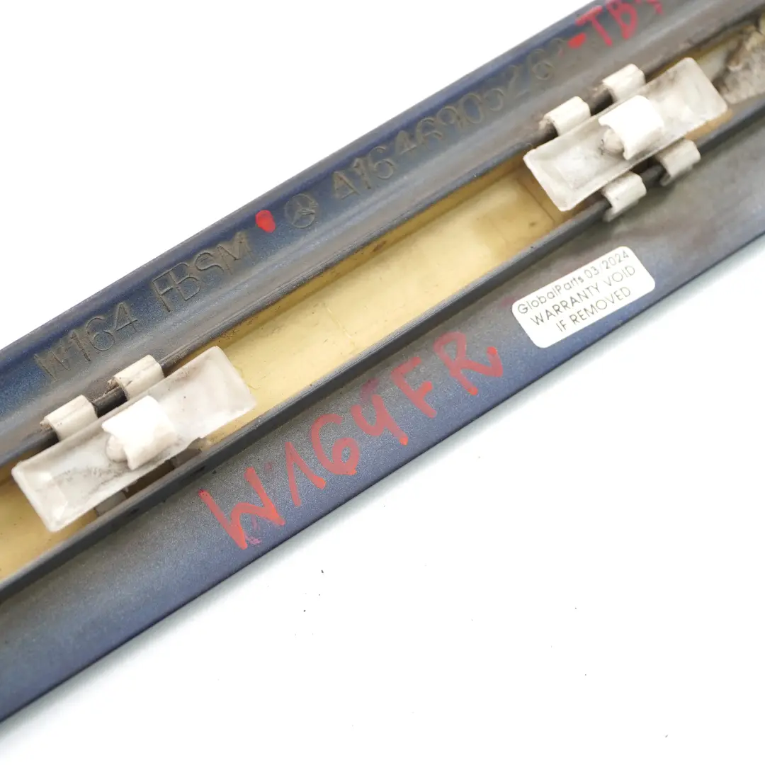Door Moulding Front Right O/S Strip Tanzanite Blue - 359 to Mercedes ML W164 with Part number A1646905262 Mercedes ML W164 Door Moulding Front Right O/S Strip Tanzanite Blue - 359 - SKU A1646905262-TB1 - Part number A1646905262