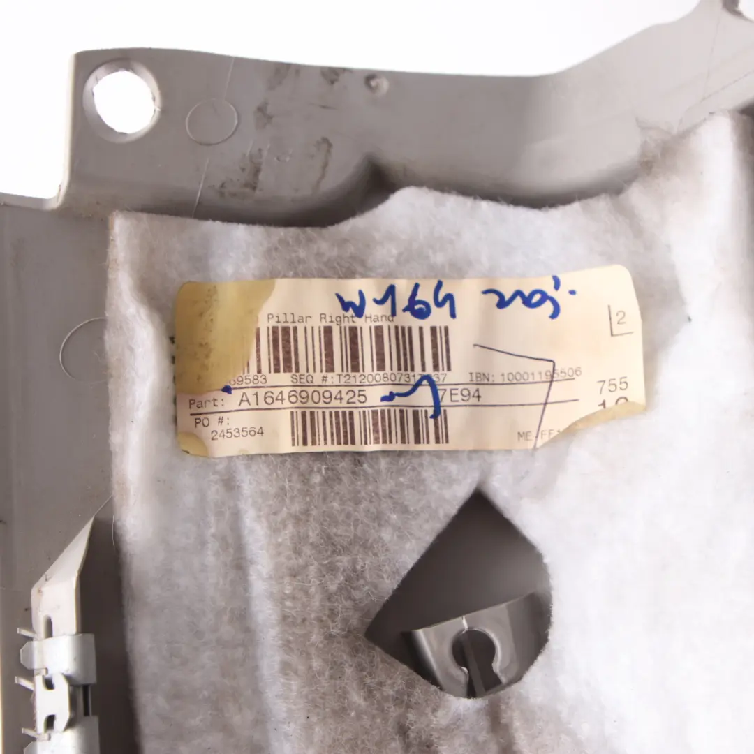 Mercedes ML W164 GL X164 Rear Right O/S Pillar Top Trim Cover Grey - SKU A1646909425-1 - Part number A1646909425