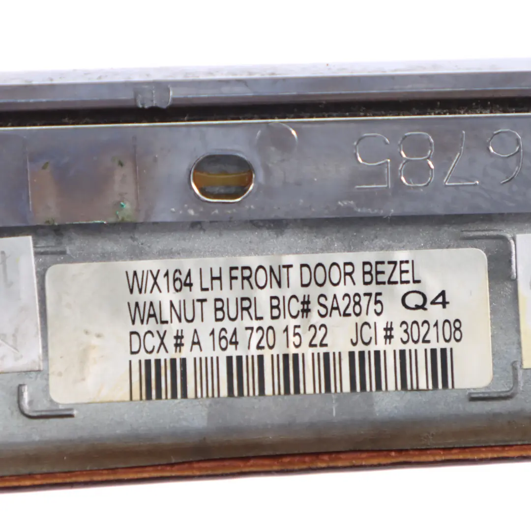 Front Door Card Left N/S Strip Trim Burr Walnut Wood to Mercedes W164 with Part number A1647201522 Mercedes W164 Front Door Card Left N/S Strip Trim Burr Walnut Wood - SKU A1647201522-1 - Part number A1647201522