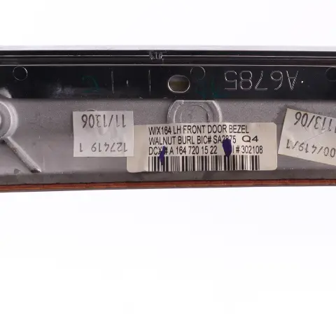  Trim Mercedes W164 Front Door Card Left N/S Strip Burr Walnut Wood - SKU A1647201522 - Part number A1647201522