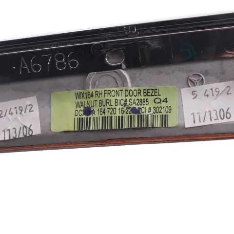 Mercedes ML W164 Decor Strip Trim Door Front Right O/S Interior Panel Wood - SKU A1647201622 - Part number A1647201622