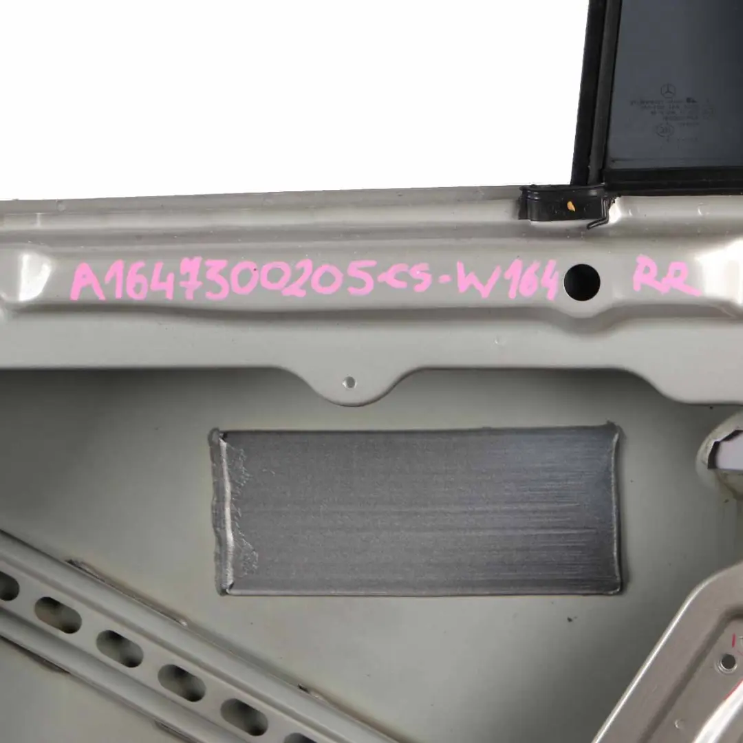 Door Rear Right O/S Cubanite Silver Metallic - 723 to Mercedes ML W164 with Part number A1647300205 Mercedes ML W164 Door Rear Right O/S Cubanite Silver Metallic - 723 - SKU A1647300205-IRS - Part number A1647300205