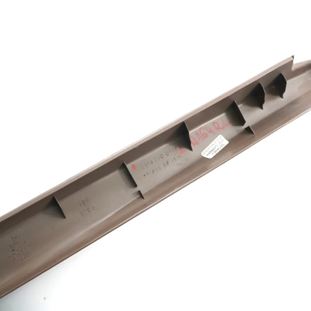 Door Window Frame Trim Cover Rear Left N/S Brown to Mercedes ML W164 with Part number A1647300970 Mercedes ML W164 Door Window Frame Trim Cover Rear Left N/S Brown - SKU A1647300970-2 - Part number A1647300970