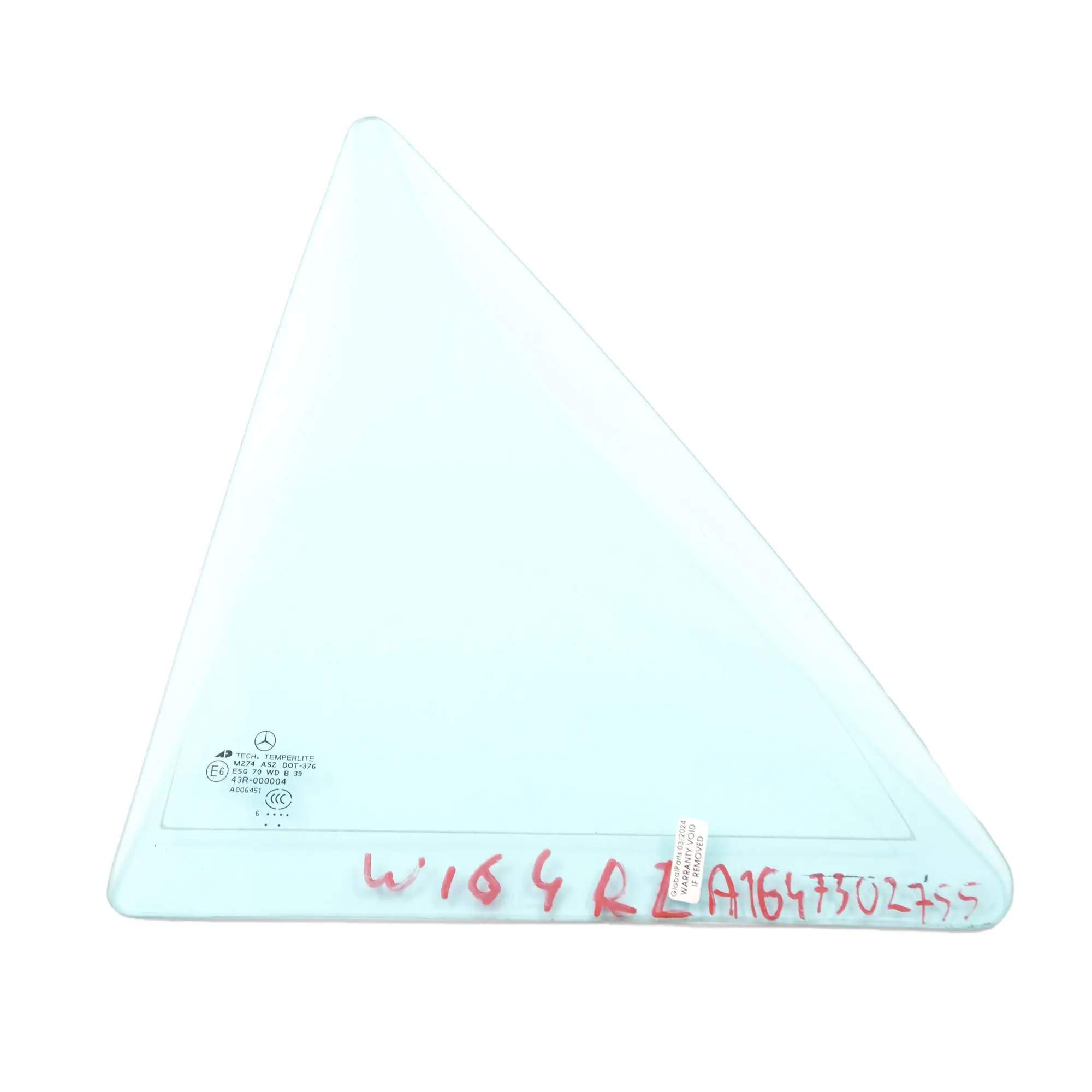 Mercedes W164 Hinter Tür Fenster Glas Viertel Blau Links AS2 A1647302855