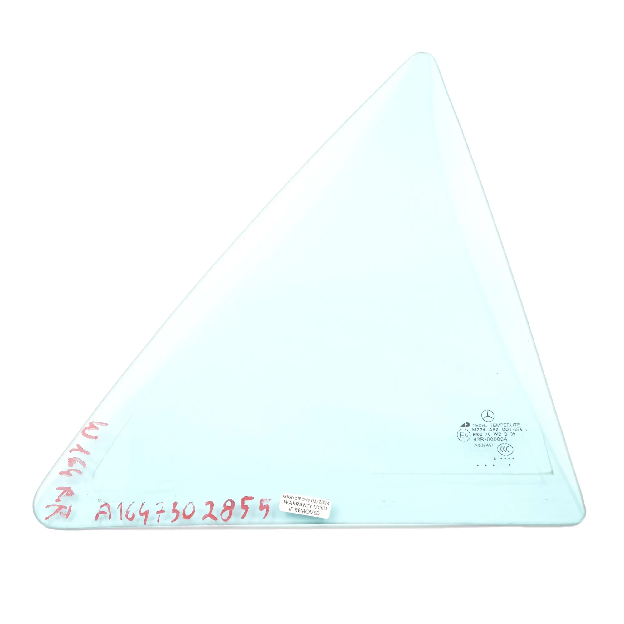 Mercedes W164 Hinter Tür Fenster Glas Viertel Blau Rechts AS2 A1647302855
