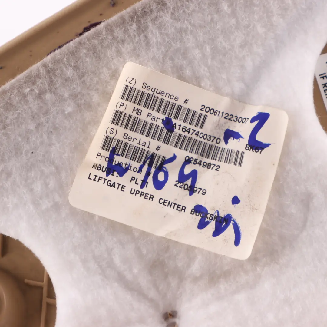 Mercedes W164 Portellone posteriore superiore Copertura baule Top Centro Grigio - SKU A1647400370-2 - Numero di parte A1647400370