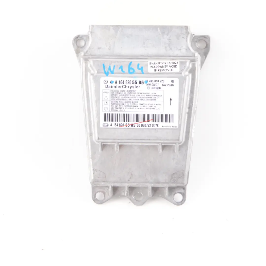 Module Control Unit SRS Sensor ECU Bosch to Mercedes W164 Air with Part number A1648205585 Mercedes W164 Air Module Control Unit SRS Sensor ECU Bosch - SKU A1648205585 - Part number A1648205585