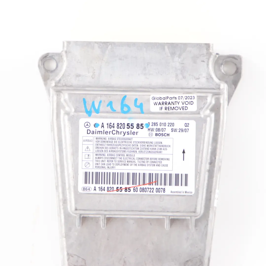 Mercedes W164 Módulo De Aire Unidad De Control Sensor SRS ECU Bosch - SKU A1648205585 - Número de pieza A1648205585