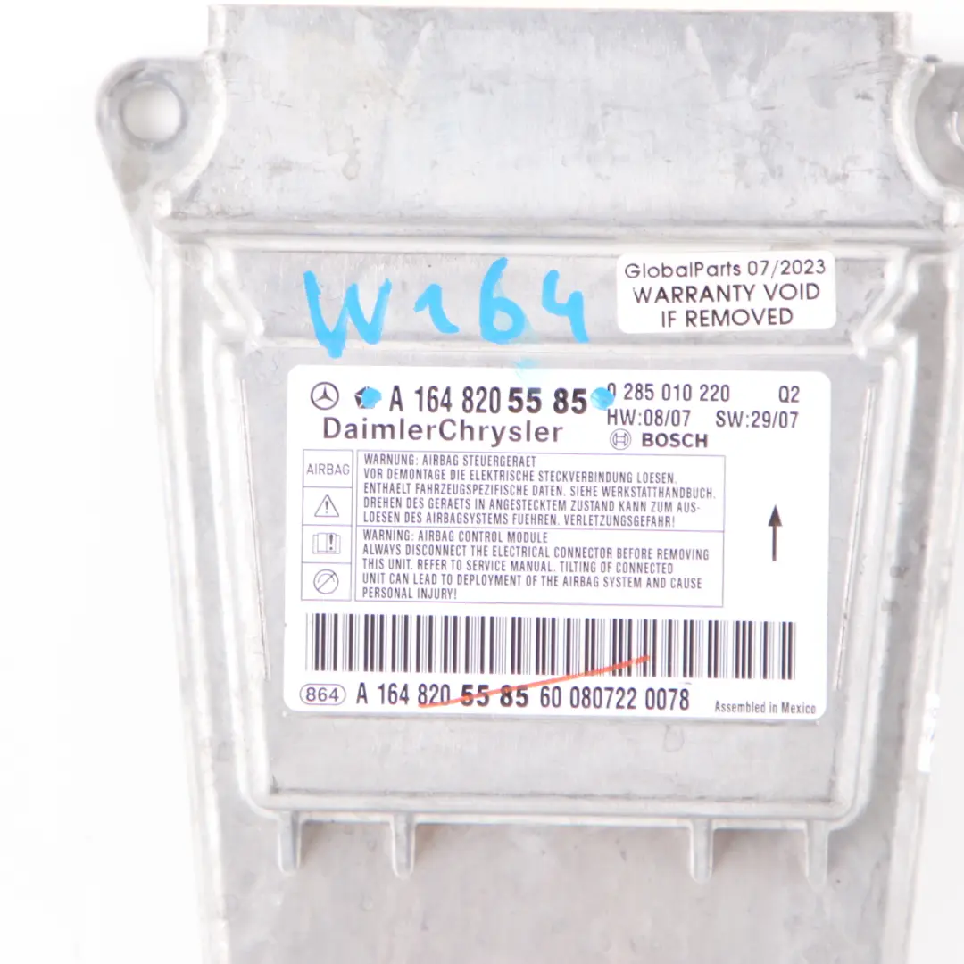 Modulo Aria Unità Di Controllo Sensore SRS ECU Bosch per Mercedes W164 con numero di parte A1648205585 Mercedes W164 Modulo Aria Unità Di Controllo Sensore SRS ECU Bosch - SKU A1648205585 - Numero di parte A1648205585