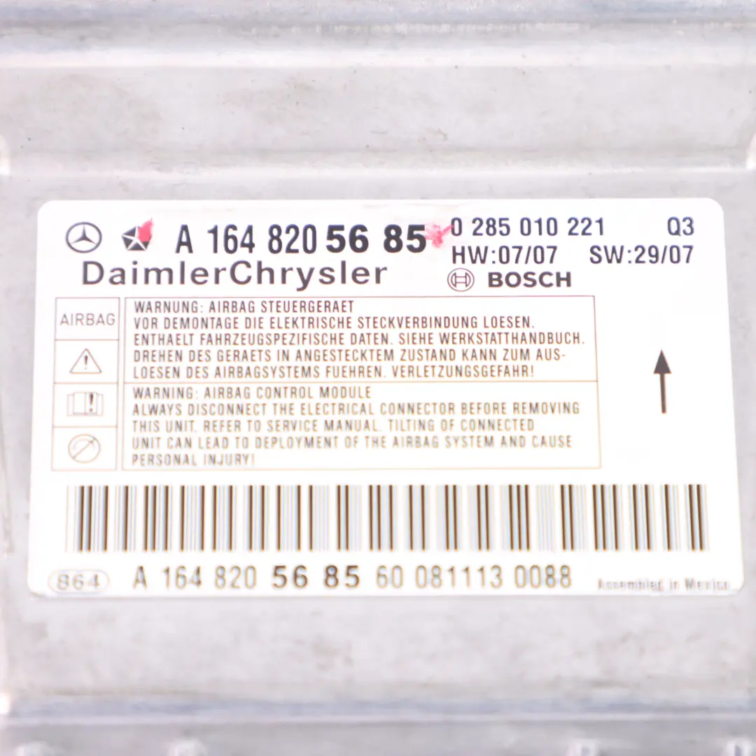 Moduł Sensor Airbag SRS do Mercedes ML W164 W251 o numerze A1648205685 Mercedes ML W164 W251 Moduł Sensor Airbag SRS - SKU A1648205685 - Numer Części A1648205685