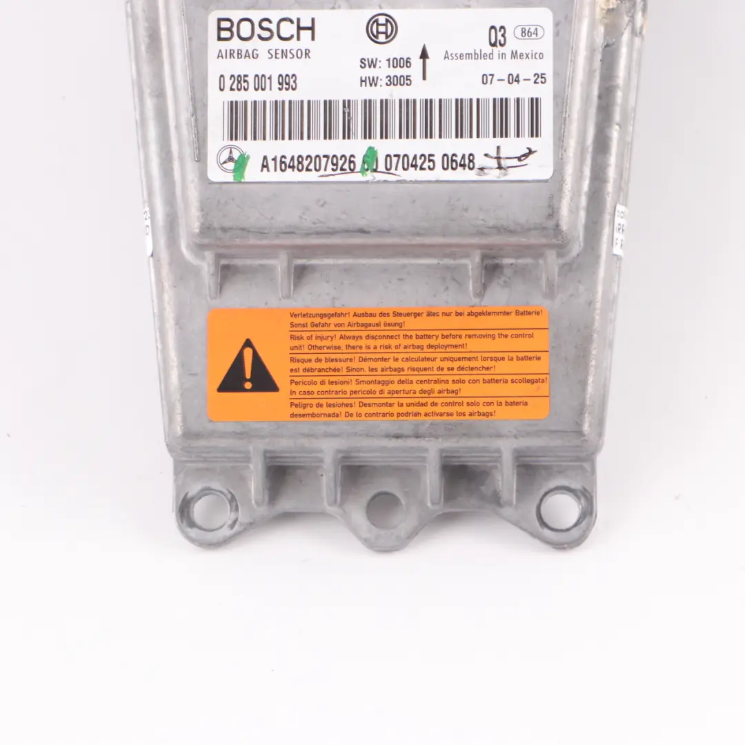 ECU Module De Commande D'Air SRS pour Mercedes ML W164 à propos du numéro de pièce A1648207926 Mercedes ML W164 ECU Module De Commande D'Air SRS - SKU A1648207926 - Numéro de pièce A1648207926