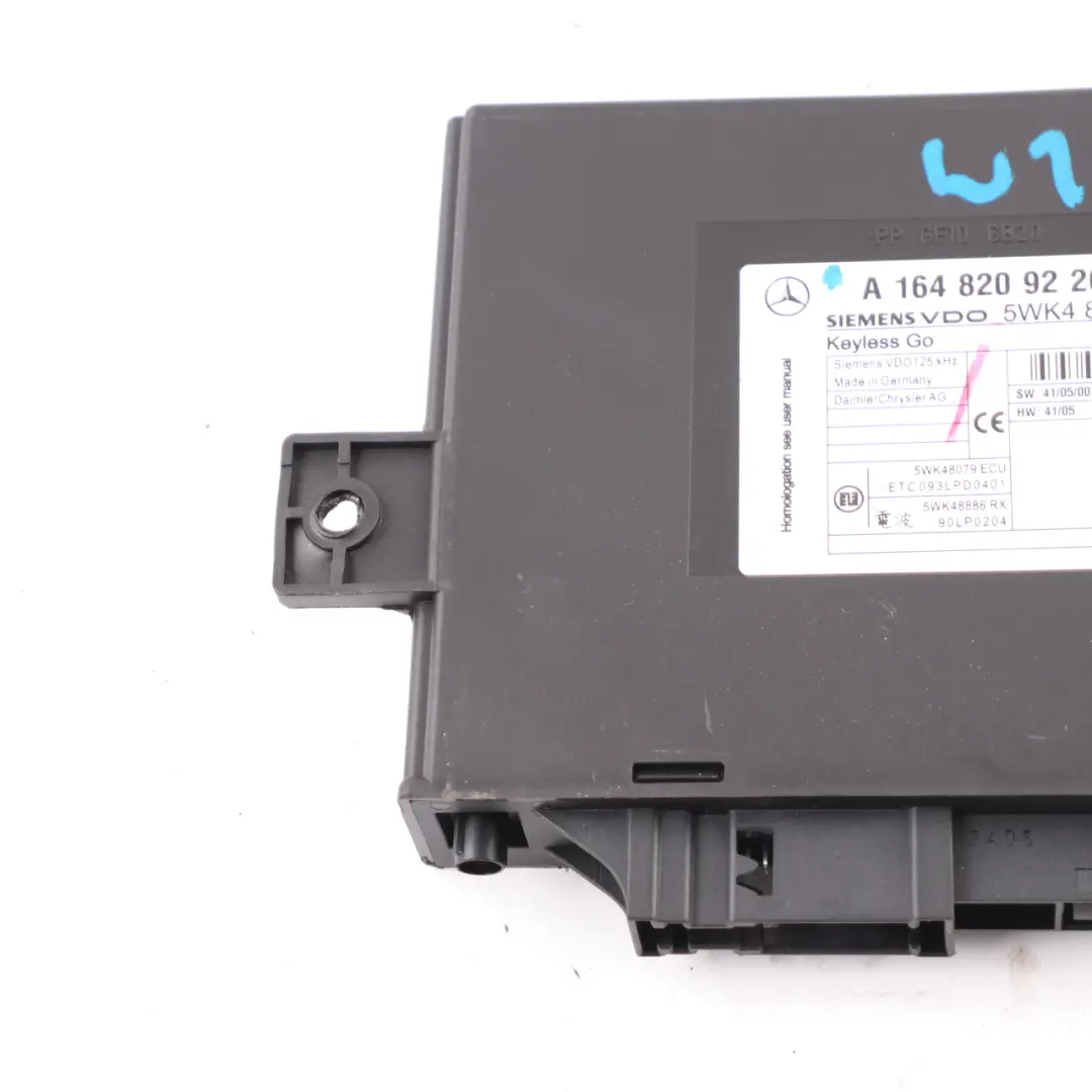 Mercedes ML W164 Module Keyless Go Calculateur Contrôle Serrure - SKU A1648209226 - Numéro de pièce A1648209226