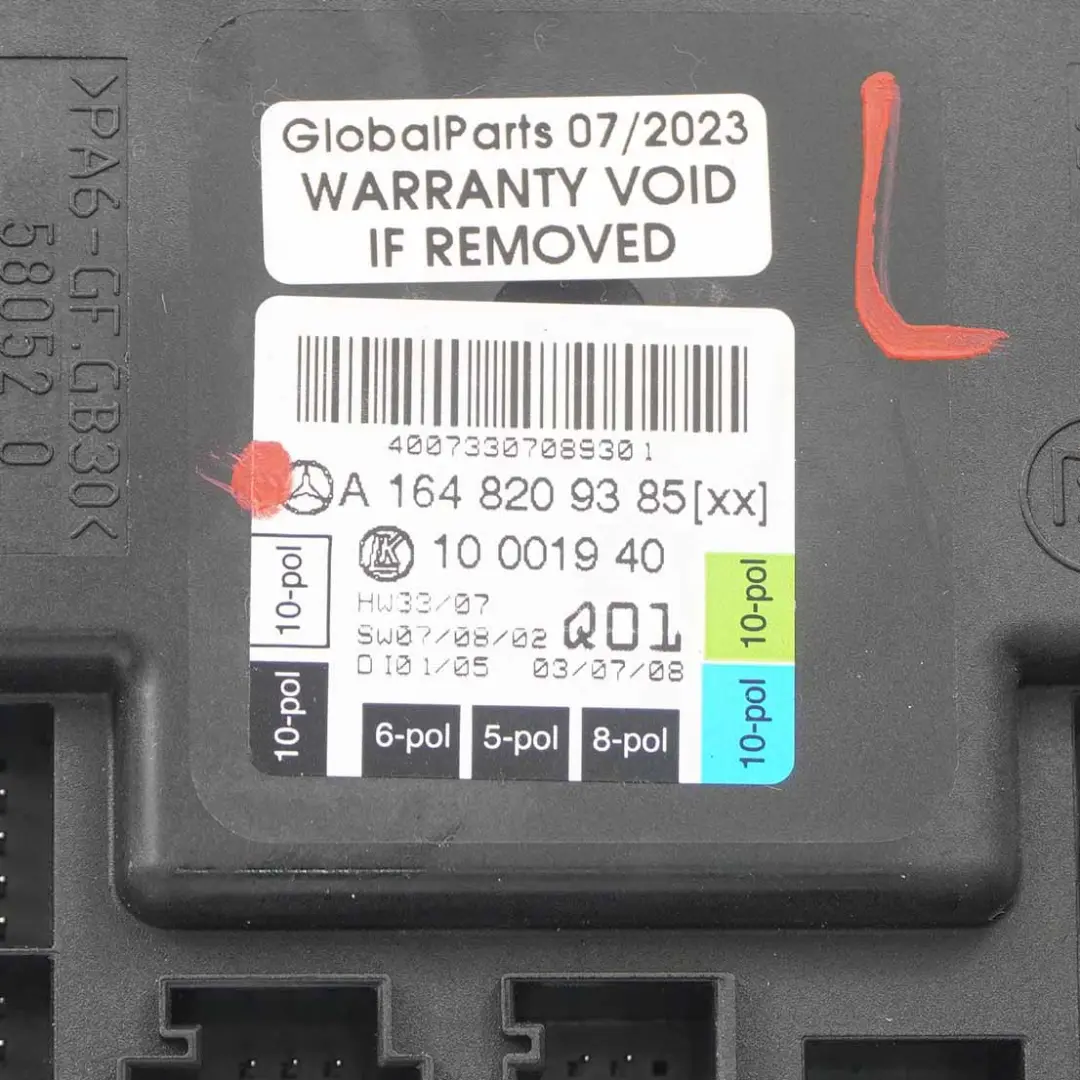 Módulo Puerta Delantera Izquierda Módulo Control para Mercedes ML W164 con número de pieza A1648209385 Mercedes ML W164 Módulo Puerta Delantera Izquierda Módulo Control - SKU A1648209385 - Número de pieza A1648209385