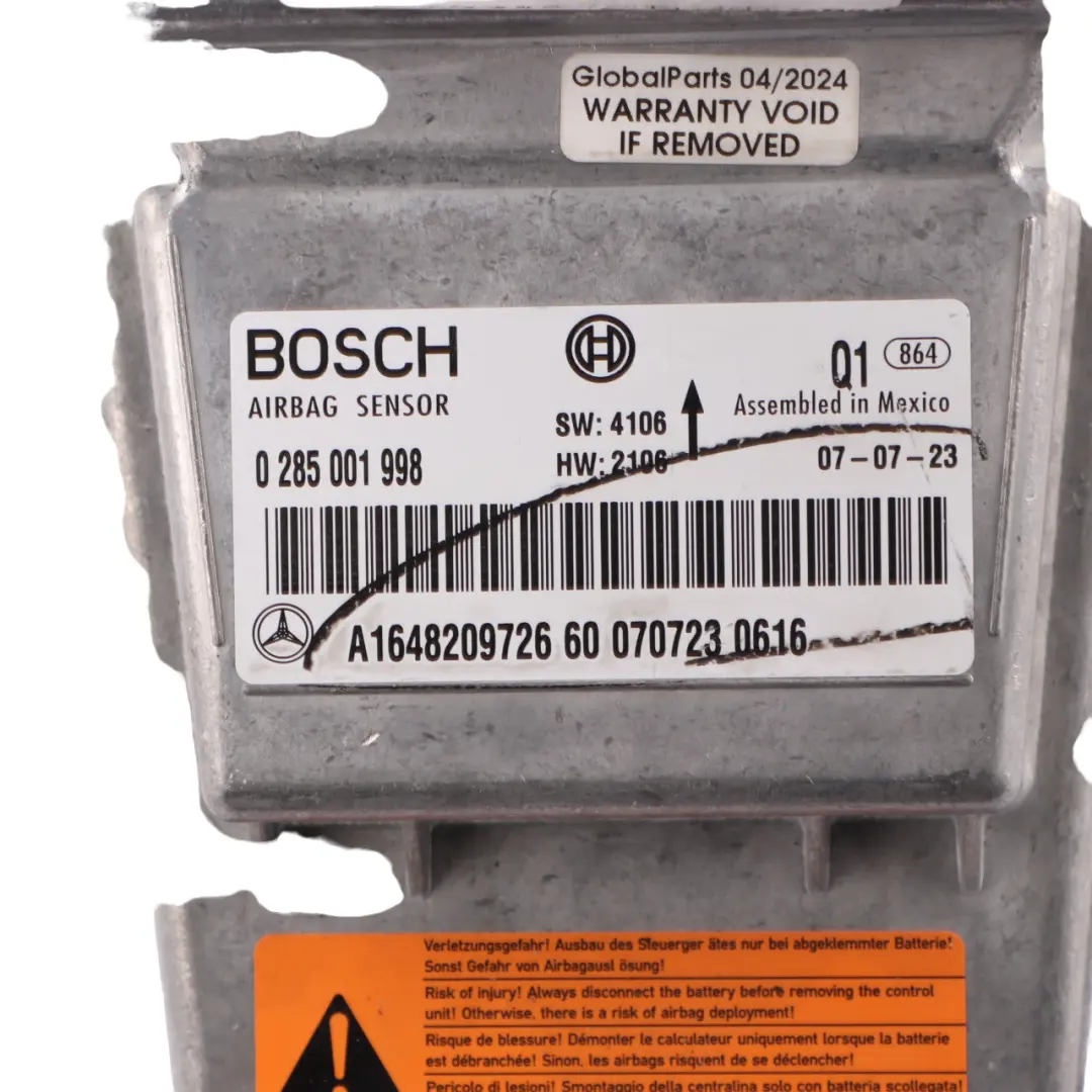 Module ECU Sensor Control Unit to Mercedes W164 Air with Part number A1648209726 Mercedes W164 Air Module ECU Sensor Control Unit - SKU A1648209726 - Part number A1648209726