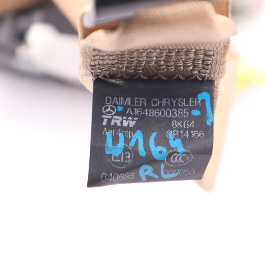 Belt Rear Left N/S Safety Belt Grey to Mercedes ML W164 Seat with Part number A1648600385 Mercedes ML W164 Seat Belt Rear Left N/S Safety Belt Grey - SKU A1648600385-1 - Part number A1648600385