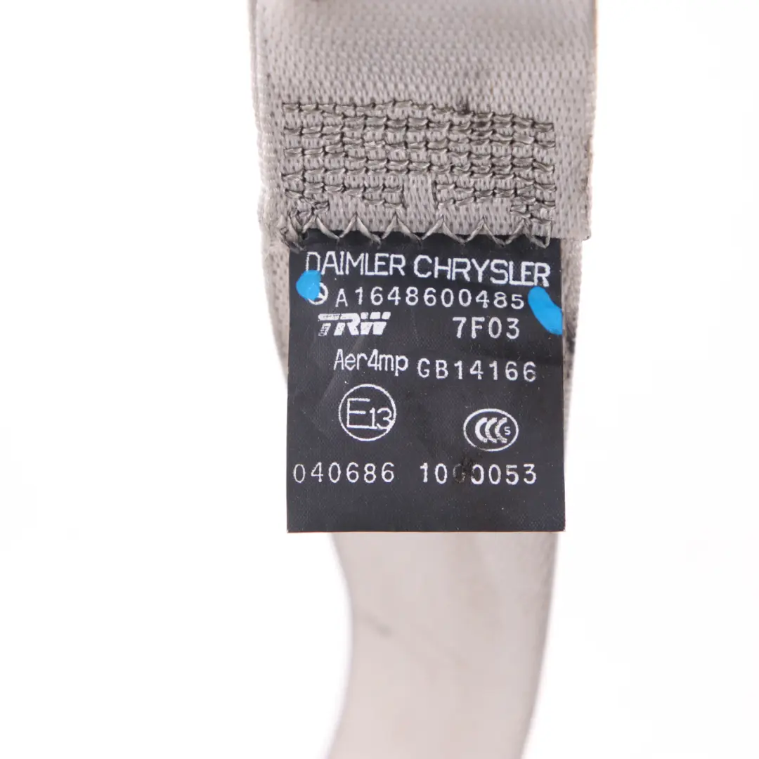 Belt Rear Right O/S Safety Belt Grey to Mercedes ML W164 Seat with Part number A1648600485 Mercedes ML W164 Seat Belt Rear Right O/S Safety Belt Grey - SKU A1648600485 - Part number A1648600485