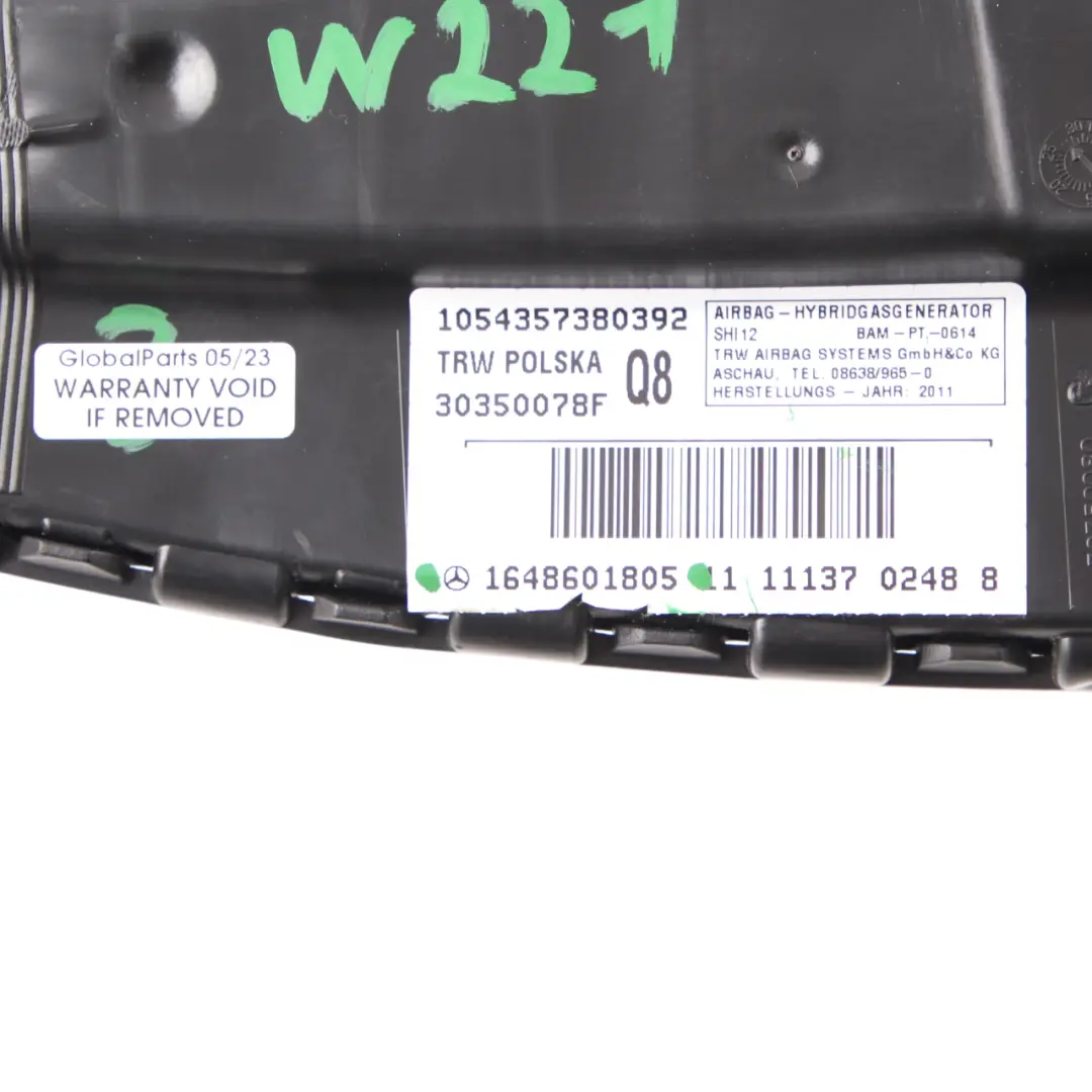 Module D'Air Du Siège Mercedes W221 W216 Avant Côté Droit SRS pour à propos du numéro de pièce A1648601805 Module D'Air Du Siège Mercedes W221 W216 Avant Côté Droit SRS - SKU A1648601805 - Numéro de pièce A1648601805