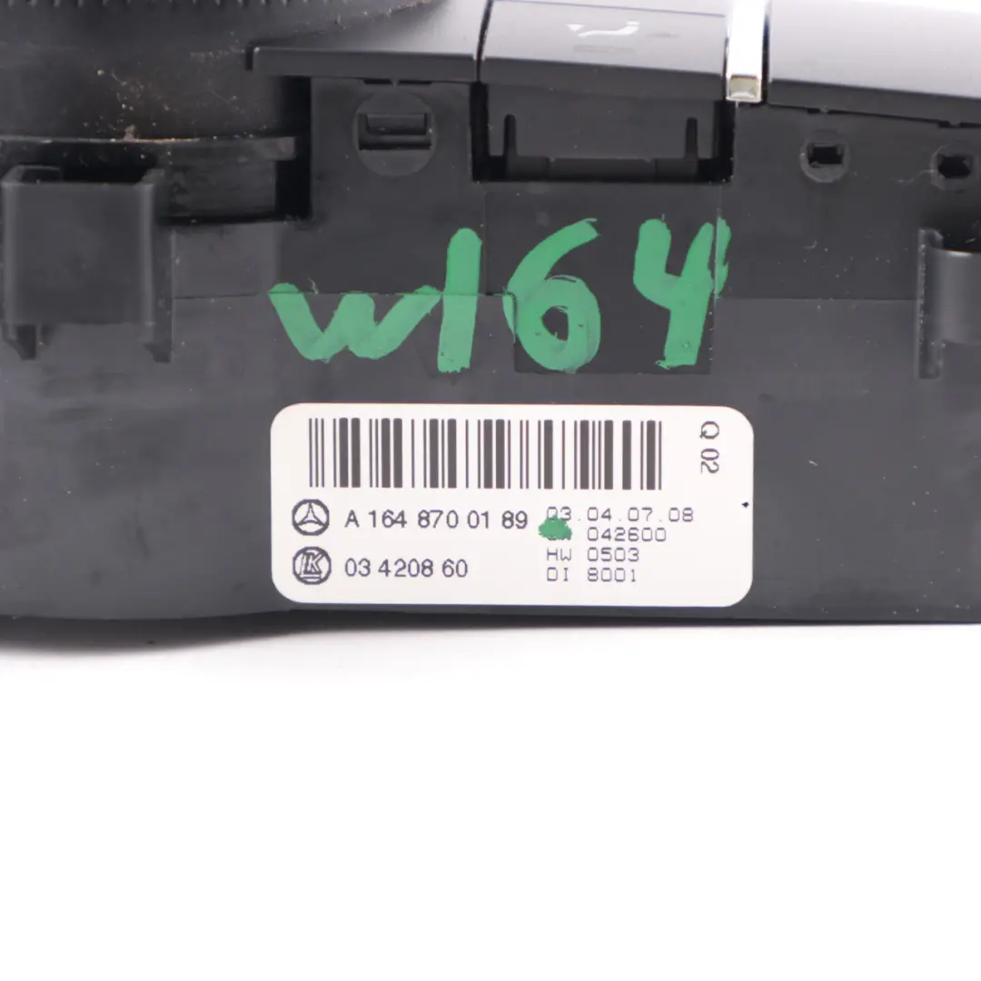 Mercedes W164 Automatic Air Conditioning Unit Control Panel Rear - SKU A1648700189 - Part number A1648700189