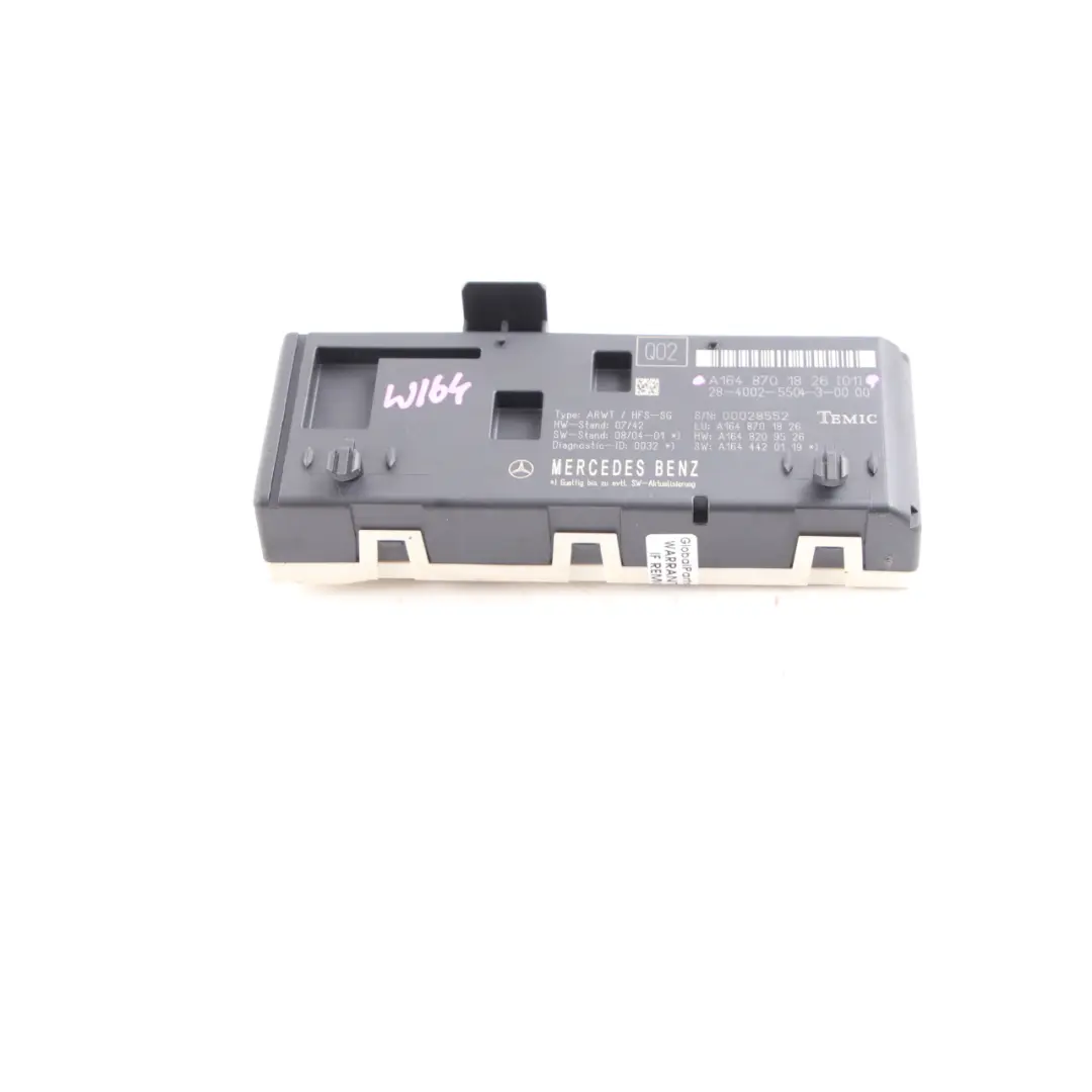 Lift Boot Lid Control Unit Module to Mercedes ML W164 Tailgate with Part number A1648701826 Mercedes ML W164 Tailgate Lift Boot Lid Control Unit Module - SKU A1648701826 - Part number A1648701826