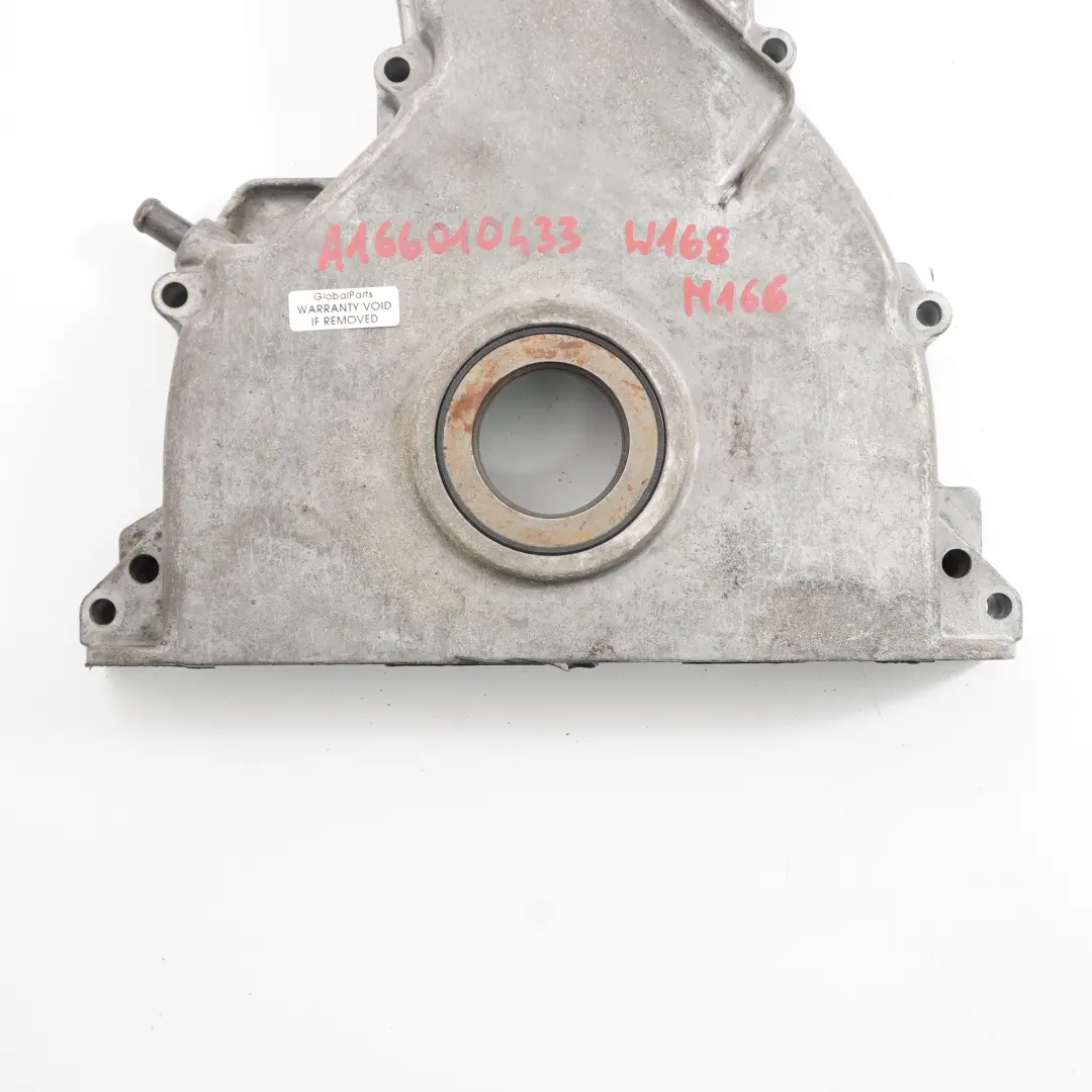 Crank Cover Mercedes W168 M166 Engine Timing Case to with Part number A1660100433 Crank Cover Mercedes W168 M166 Engine Timing Case - SKU A1660100433 - Part number A1660100433