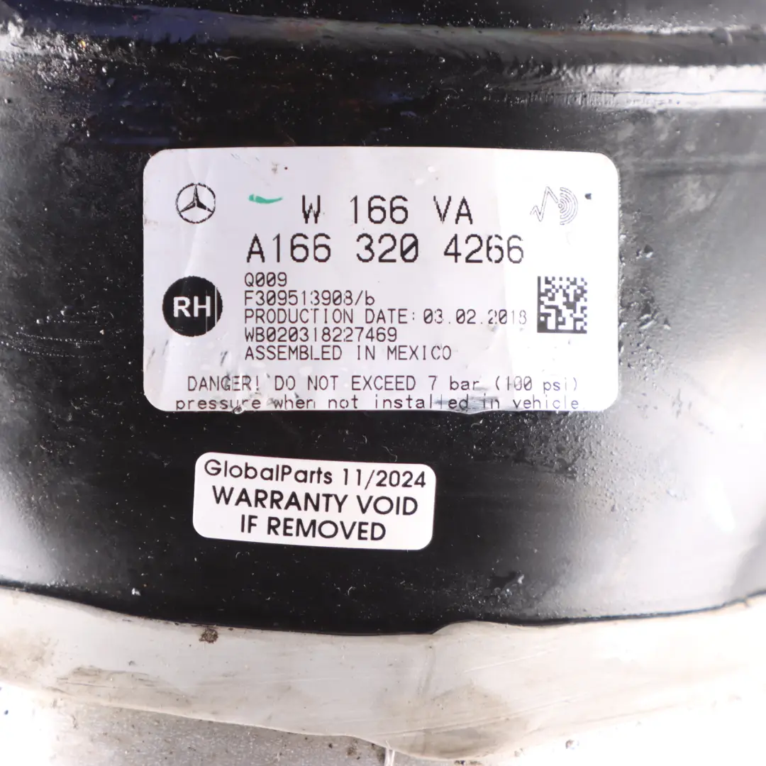 Front Air Suspension Shock Strut Right O/S to Mercedes W166 with Part number A1663204266 Mercedes W166 Front Air Suspension Shock Strut Right O/S - SKU A1663204266 - Part number A1663204266