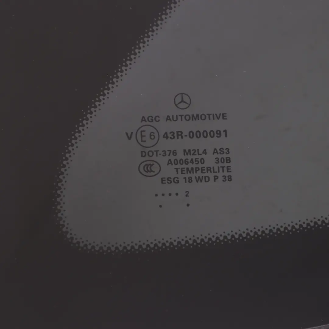 Mercedes W166 Window Glass Rear Right O/S Quarter Side Black AS3 - SKU A1666702812 - Part number A1666702812