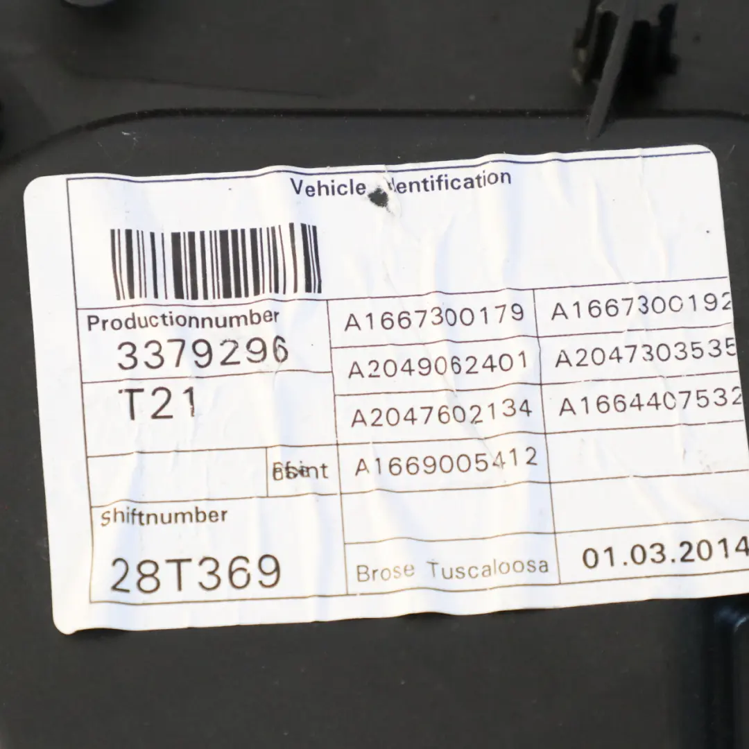Mercedes ML W166 Window Lifter Regulator Rear Left N/S Door Card Panel - SKU A1667300179 - Part number A1667300179