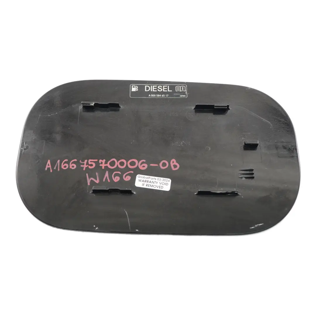 Filler Flap Cap Cover Obsidian Black Metallic 197 to Mercedes W166 Diesel Fuel with Part number A1667570006 Mercedes W166 Diesel Fuel Filler Flap Cap Cover Obsidian Black Metallic 197 - SKU A1667570006-OB - Part number A1667570006