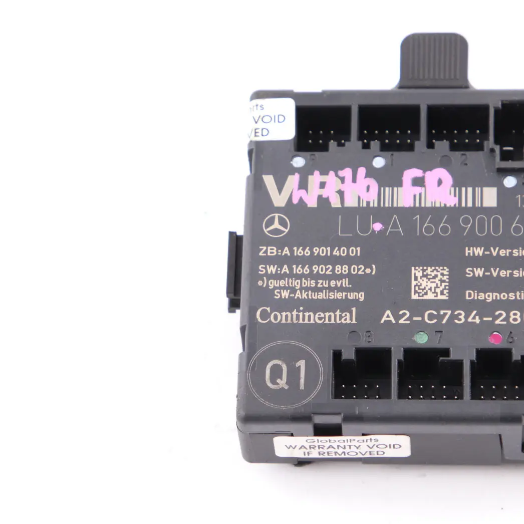  Mercedes-Benz A B Class W176 W246 Front Right Door O/S Control Unit Module ECU - SKU A1669000618 - Part number A1669000618