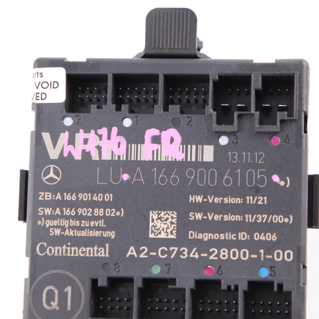  Mercedes-Benz A B Class W176 W246 Front Right Door O/S Control Unit Module ECU - SKU A1669000618 - Part number A1669000618