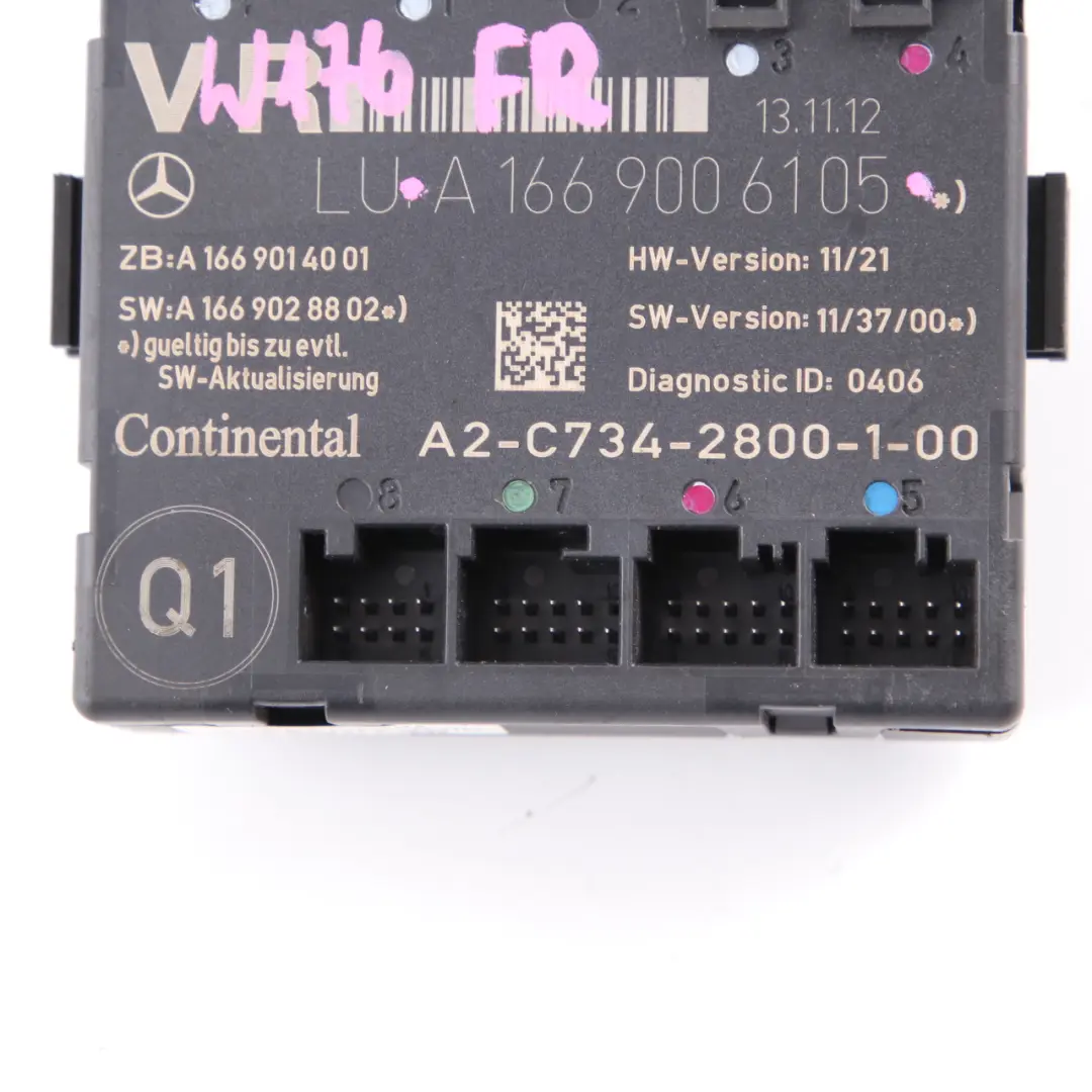  Mercedes-Benz A B Class W176 W246 Front Right Door O/S Control Unit Module ECU - SKU A1669000618 - Part number A1669000618