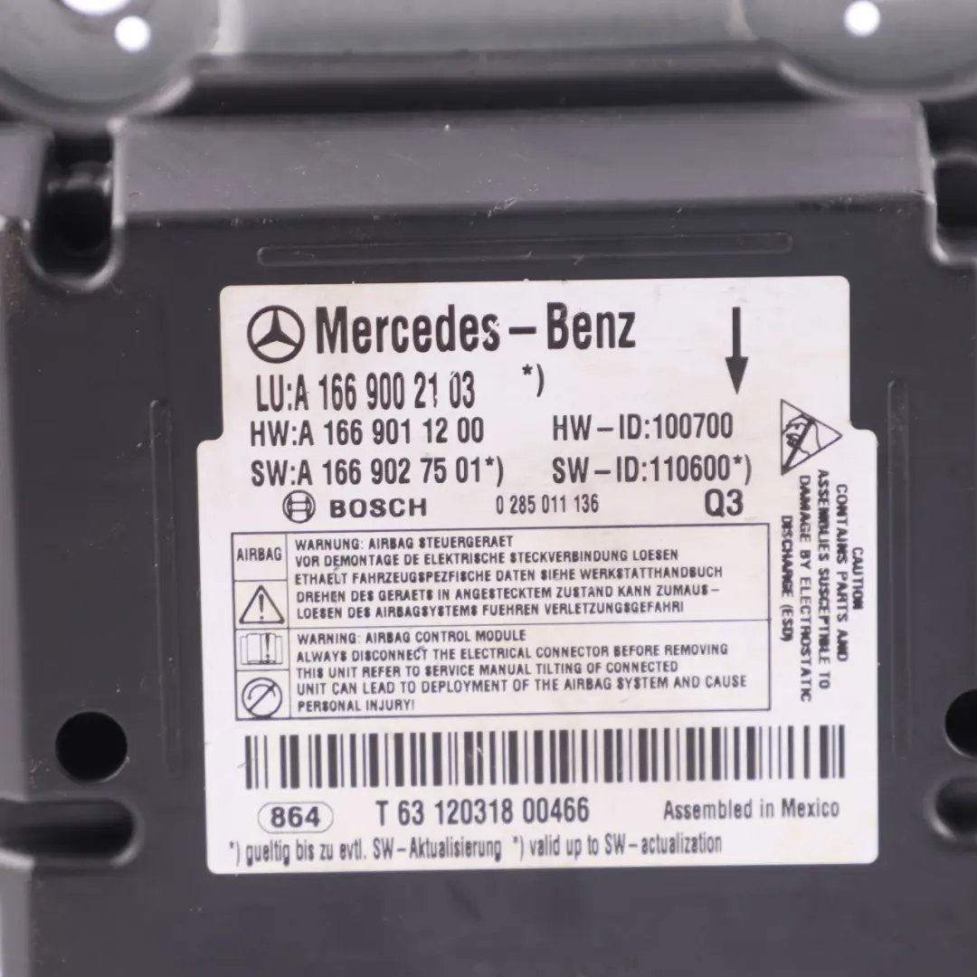 Control Unit Module to Mercedes W166 Air with Part number A1669002103 Mercedes W166 Air Control Unit Module - SKU A1669002103 - Part number A1669002103
