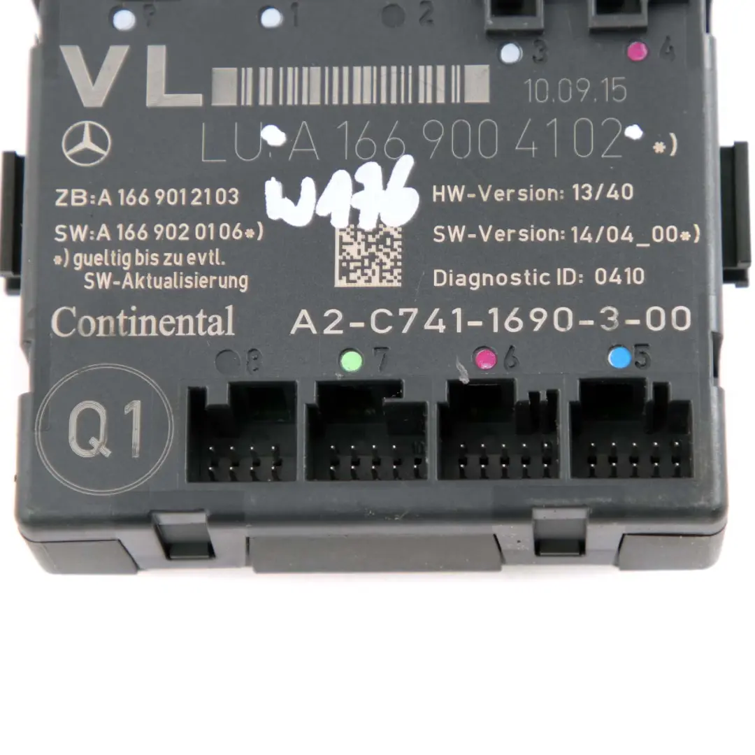 Porta anteriore sinistra Modulo Unità di controllo ECU per Mercedes W176 W246 con numero di parte A1669004102 Mercedes W176 W246 Porta anteriore sinistra Modulo Unità di controllo ECU - SKU A1669004102 - Numero di parte A1669004102