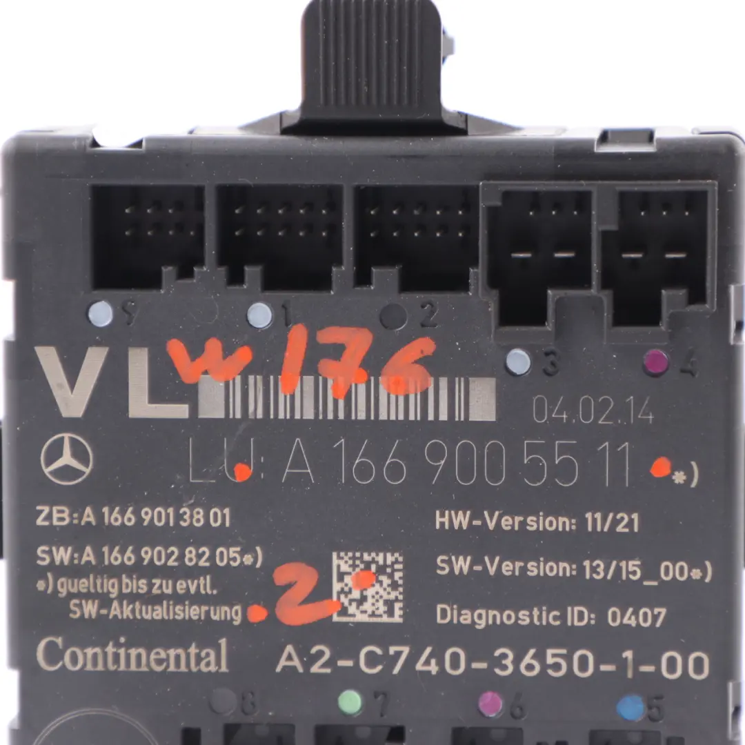  Door Module Mercedes W176 W246 Front Left N/S Control Unit VST - SKU A1669005511 - Part number A1669005605