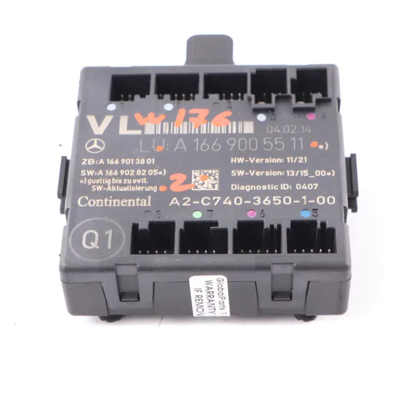  Door Module Mercedes W176 W246 Front Left N/S Control Unit VST - SKU A1669005511 - Part number A1669005605