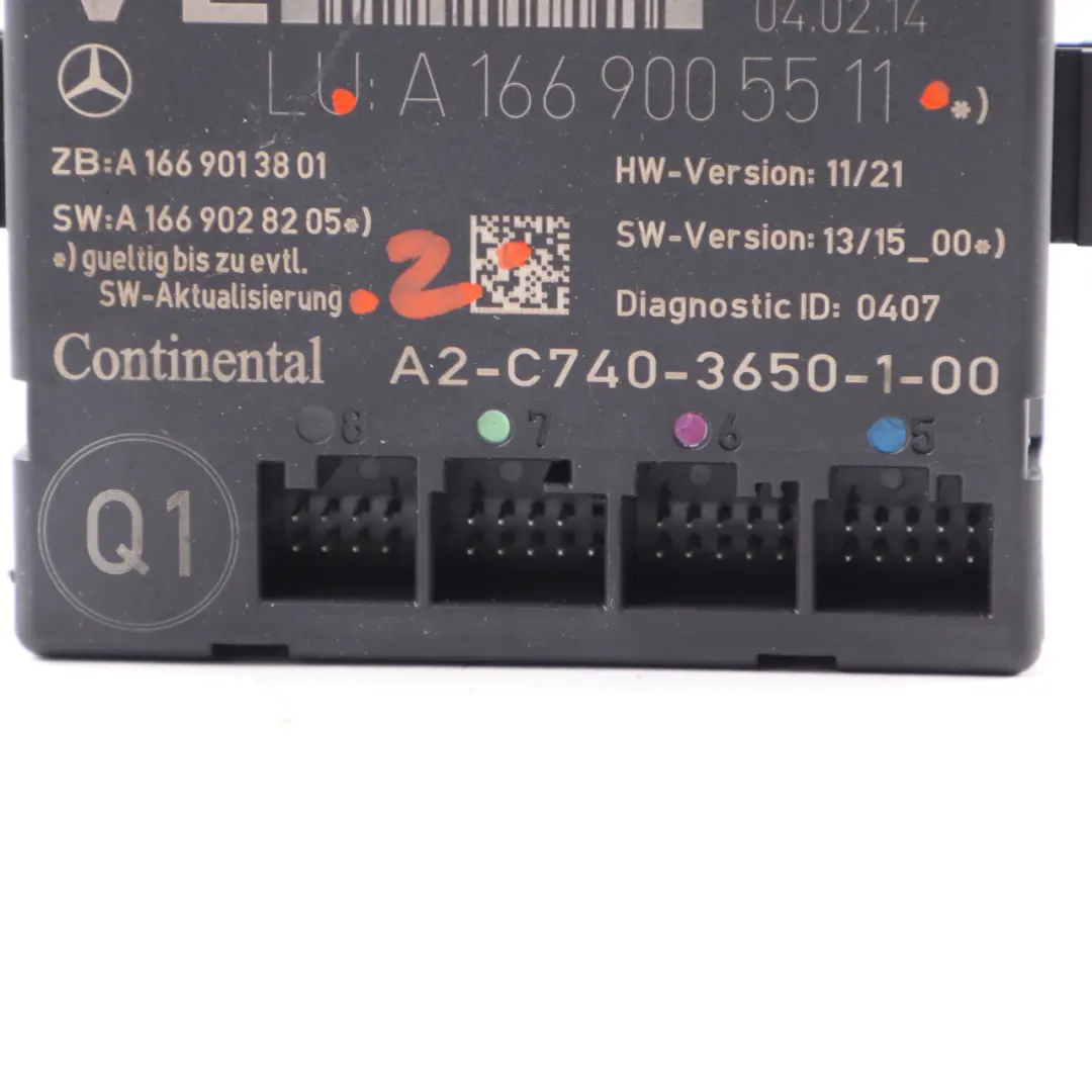 Mercedes W176 W246 Módulo puerta Unidad control delantera izquierda VST - SKU A1669005511 - Número de pieza A1669005605