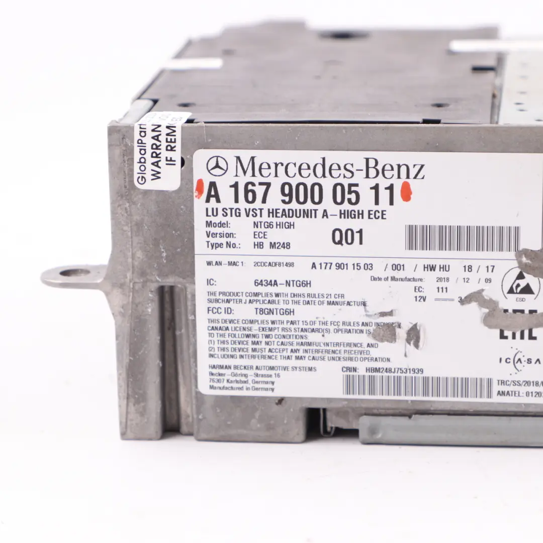 W167 W177 Radio Stereo Player Navi Steuergerät ECE für Mercedes mit Teilenummer A1679000511 Mercedes W167 W177 Radio Stereo Player Navi Steuergerät ECE - SKU A1679000511 - Teilenummer A1679000511