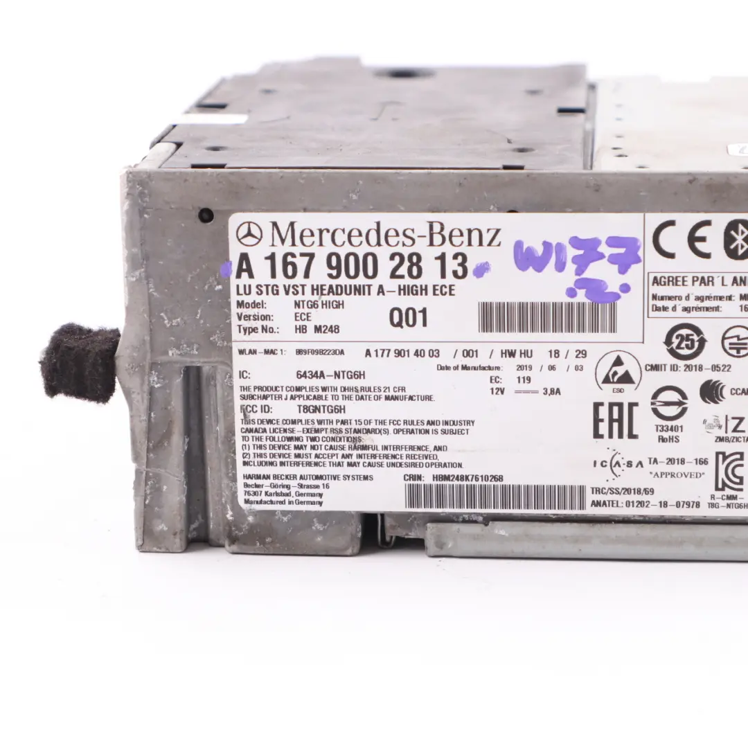 Head Unit Mercedes W177 Audio Stereo Radio Player Control Unit to with Part number A1679002813 Head Unit Mercedes W177 Audio Stereo Radio Player Control Unit - SKU A1679002813 - Part number A1679002813