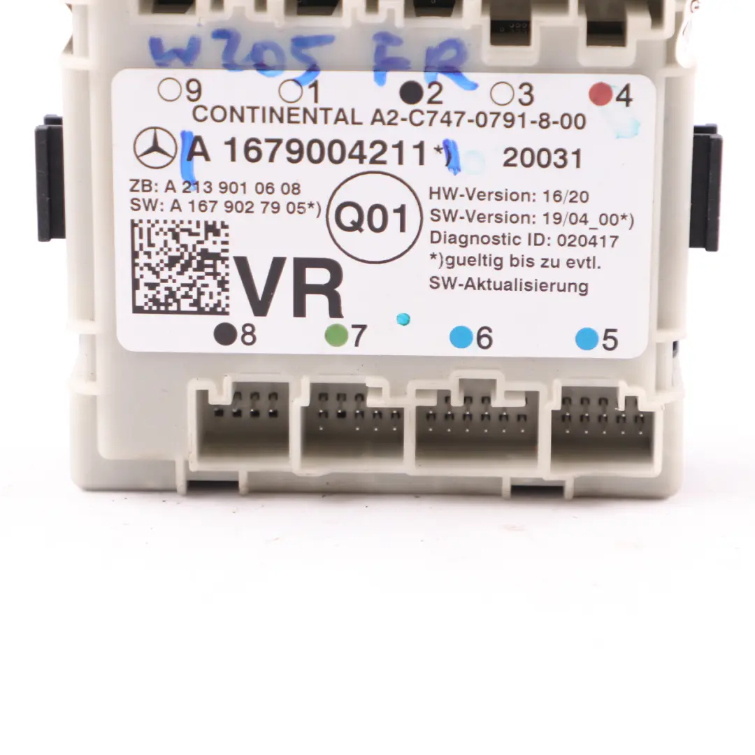 Moduł Sterownik Drzwi Przód Prawy ECU do Mercedes W205 W213 W910 o numerze A1679004211 Mercedes W205 W213 W910 Moduł Sterownik Drzwi Przód Prawy ECU - SKU A1679004211 - Numer Części A1679004211