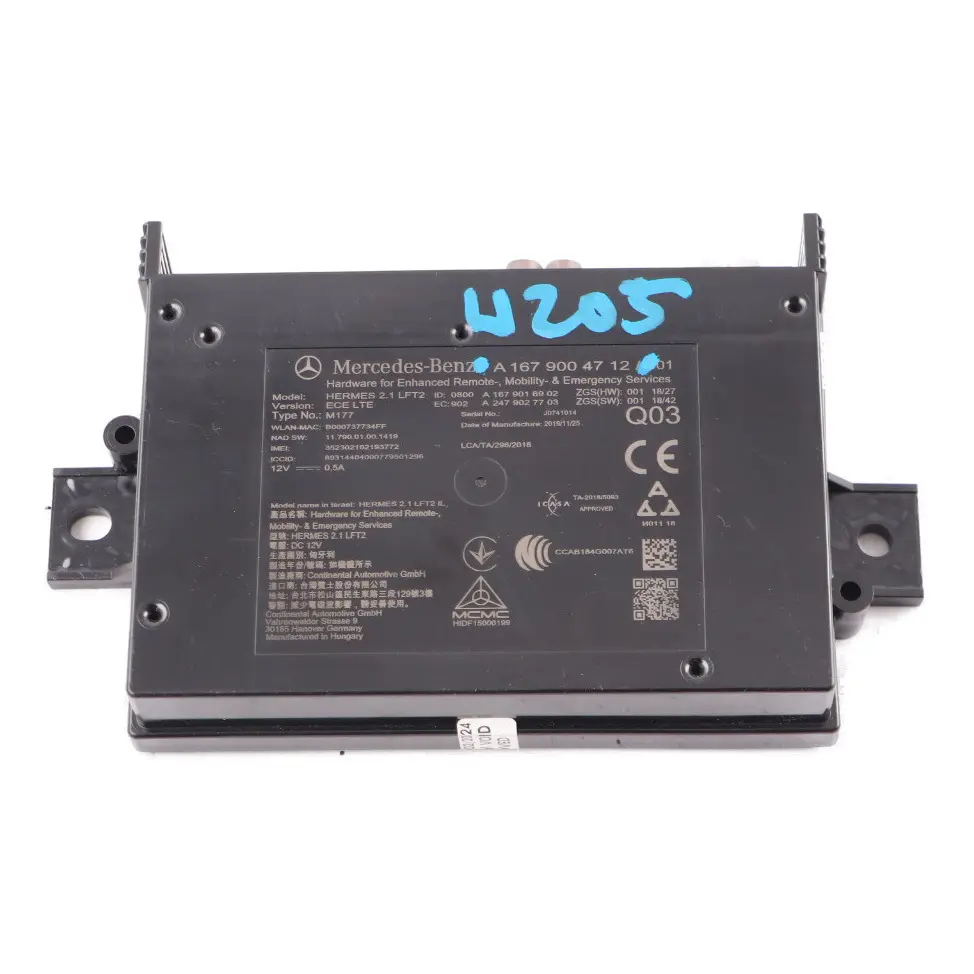 Module Bluetooth Mercedes W205 W213 W222 W238 Unité de contrôle ECU pour à propos du numéro de pièce A1679004712 Module Bluetooth Mercedes W205 W213 W222 W238 Unité de contrôle ECU - SKU A1679004712 - Numéro de pièce A1679004712