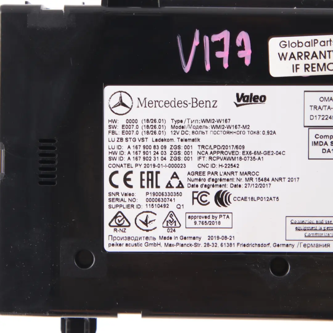 Módulo Telemático Unidad Control De Comunicación para Mercedes W177 W247 con número de pieza A1679008309 Mercedes W177 W247 Módulo Telemático Unidad Control De Comunicación - SKU A1679008309 - Número de pieza A1679008309
