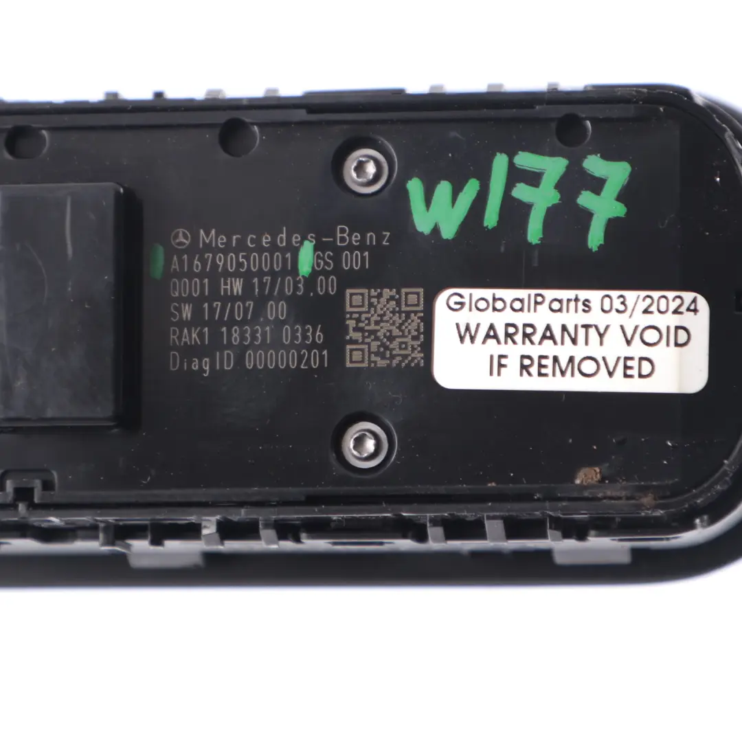  Interruttore Mercedes W177 Porta anteriore alzacristalli Regolazione specchio - SKU A1679050001 - Numero di parte A1679050001