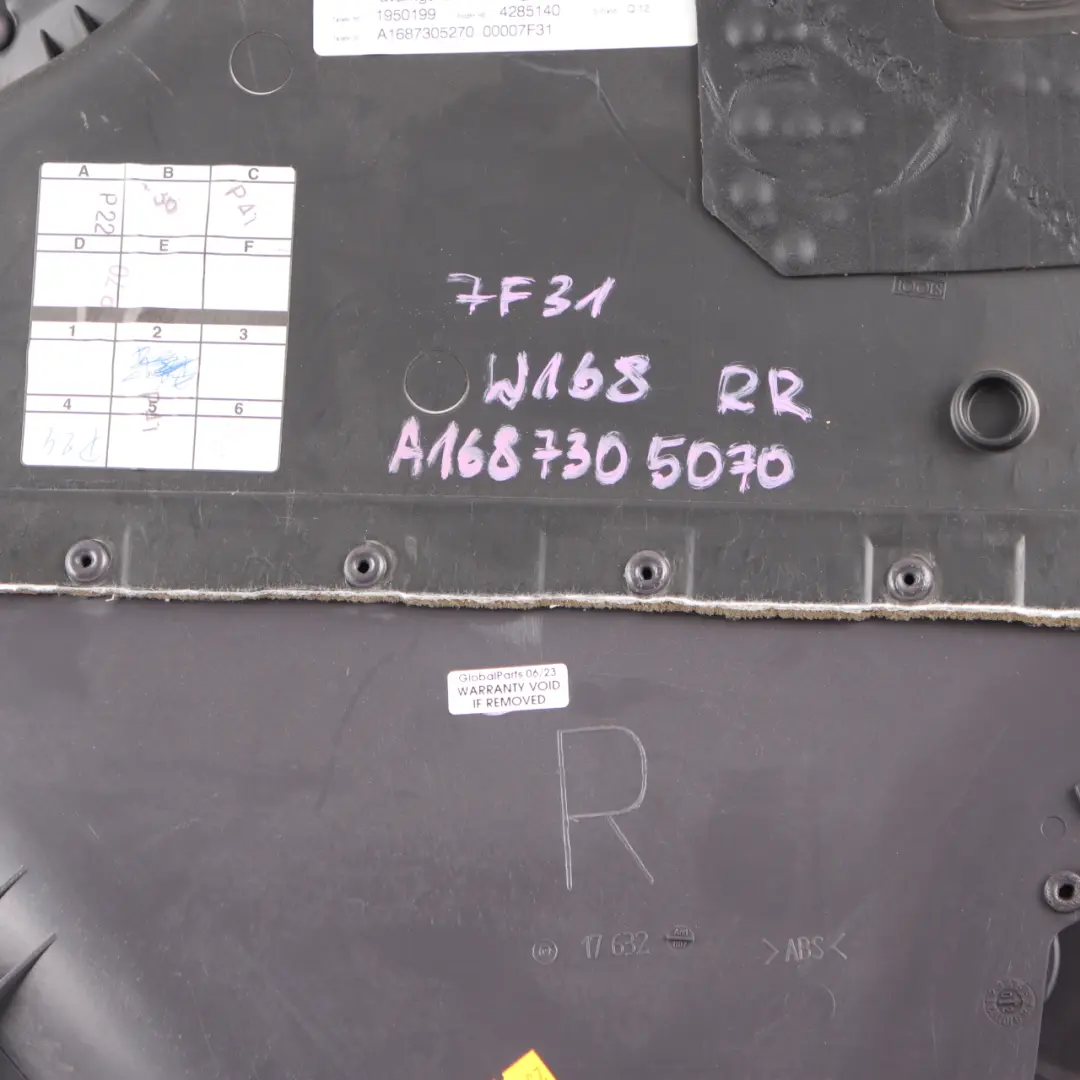 Mercedes W168 Door Card Rear Right O/S Door Trim Panel Cloth Slate Grey - SKU A1687305070 - Part number A1687305070